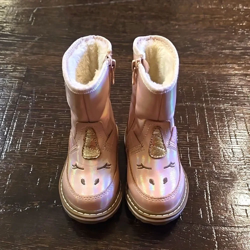 Toddler Girls' Isla Unicorn Zipper Slip-On Winter Boots - Cat & Jack Pink Size 5